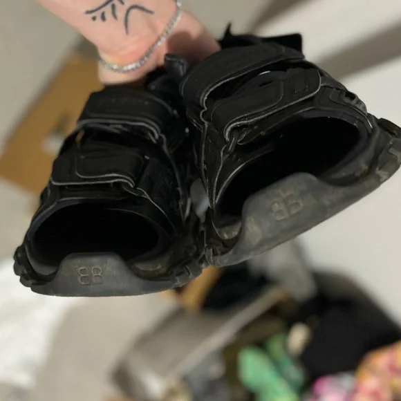 Black Balenciaga Track Flat Men’s Sandals size 41 great condition retailed $995 - Picture 6 of 9